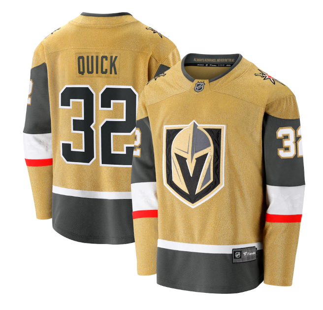 Men's Vegas Golden Knights #32 Jonathan Quick Gold Stitched Jersey Men's Vegas Golden Knights #32 Jonathan Quick Gold Stitched Jersey